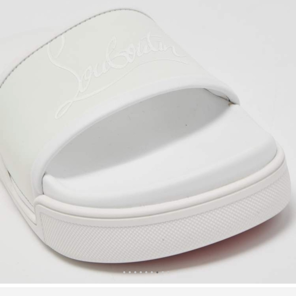 Christian Louboutin Unisex White Logo Slides